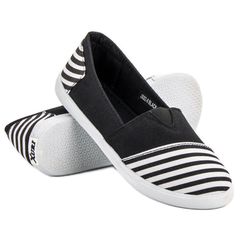 SHELOVET Scarpe da ginnastica leggere slip-on bianca nero 1