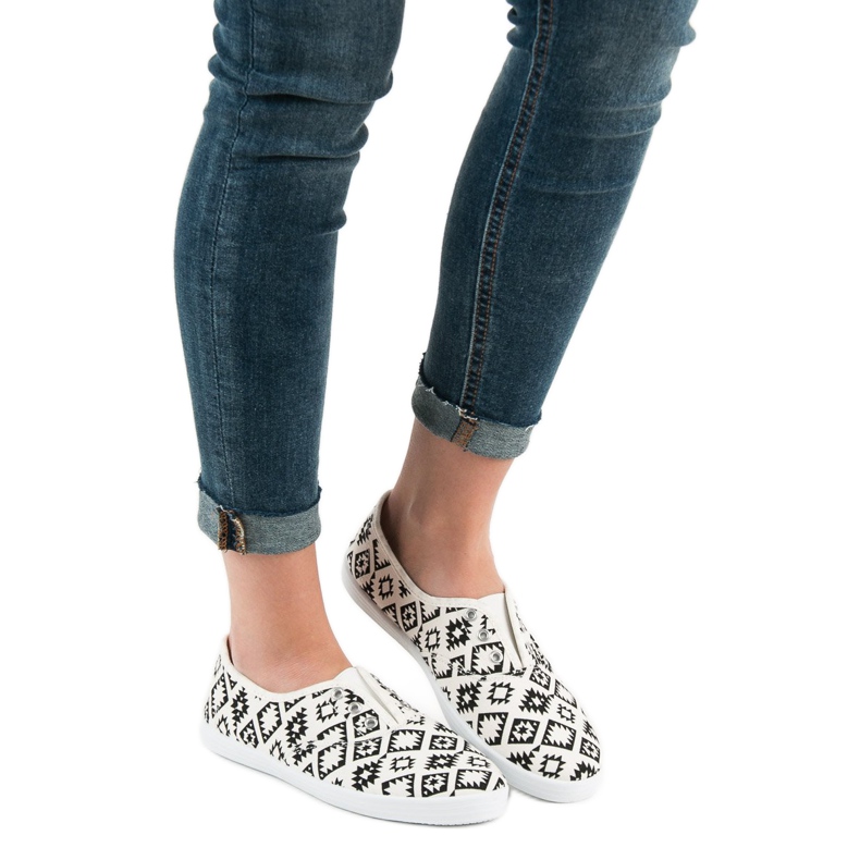SHELOVET Sneakers slip-on bianco nero 1