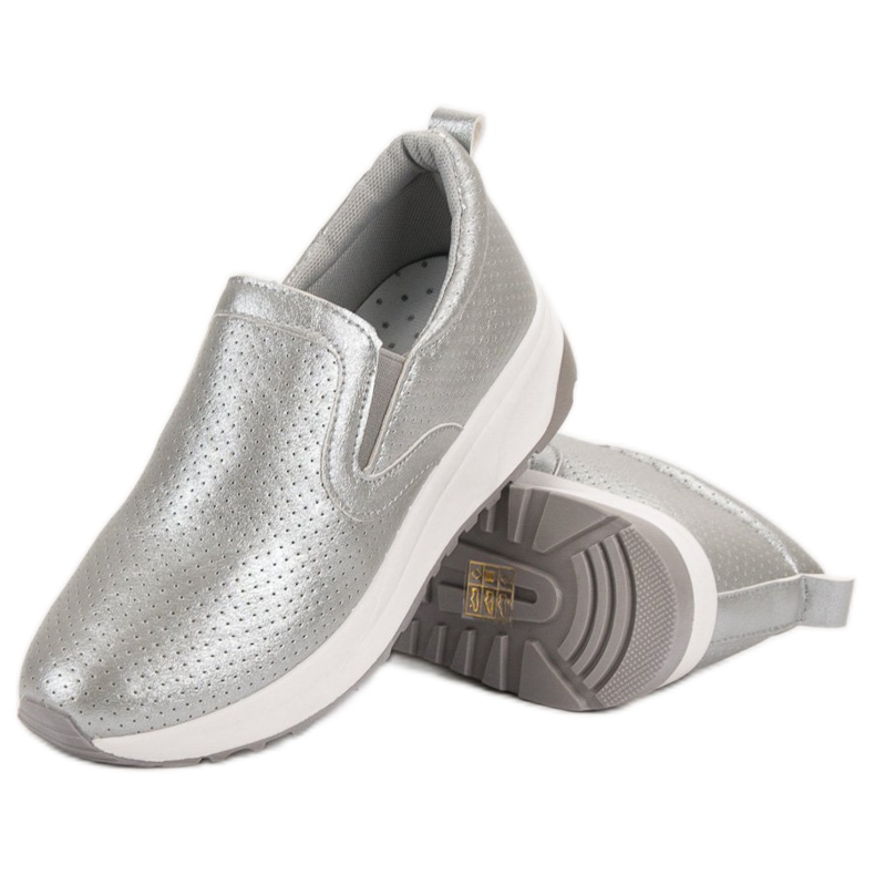 SHELOVET Scarpe slip-on argento grigio 1