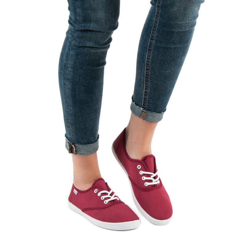 SHELOVET Sneakers con lacci rosso 2