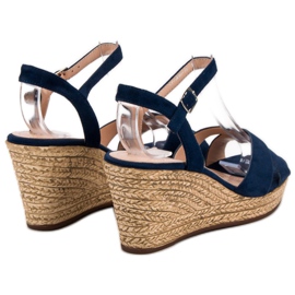 Best Shoes Sandali blu navy con zeppa 1