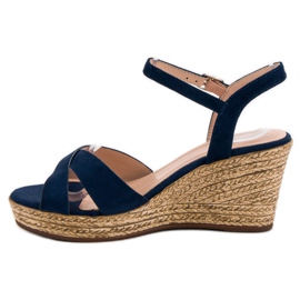 Best Shoes Sandali blu navy con zeppa 2