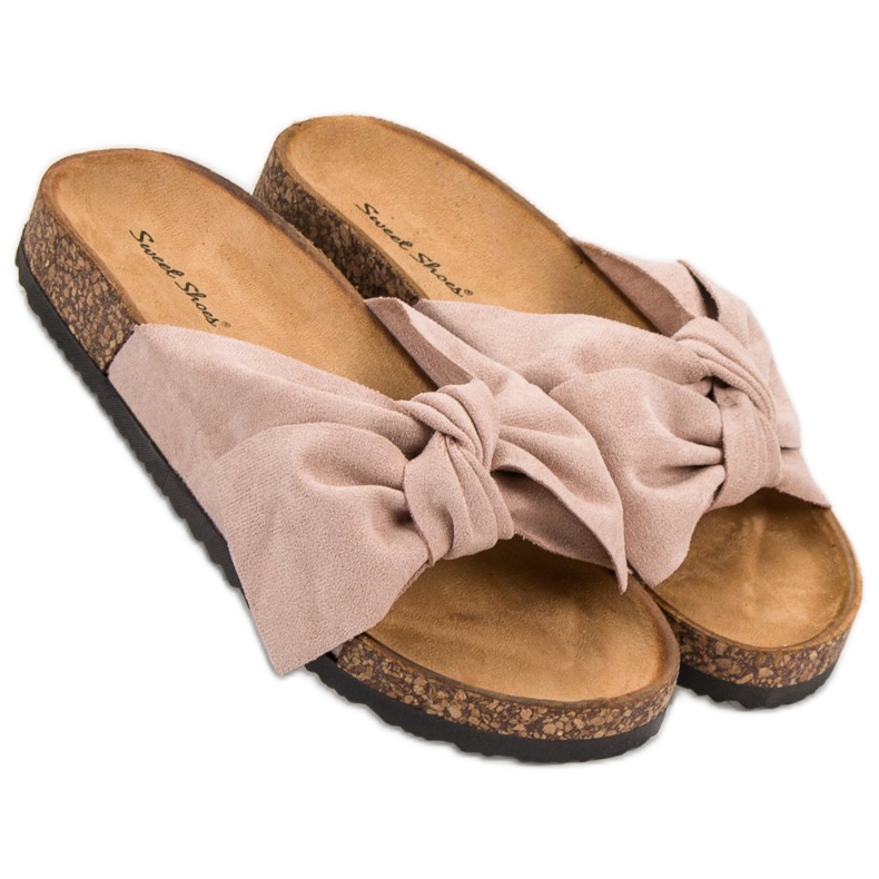 Sweet Shoes Pantofole in pelle scamosciata marrone 1