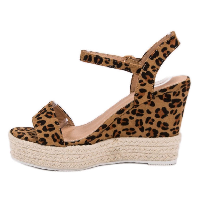 Ideal Shoes Sandali con zeppa alla moda marrone 1
