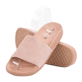 Queen Vivi Comode pantofole in pelle scamosciata rosa 1
