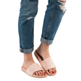 Queen Vivi Comode pantofole in pelle scamosciata rosa 2