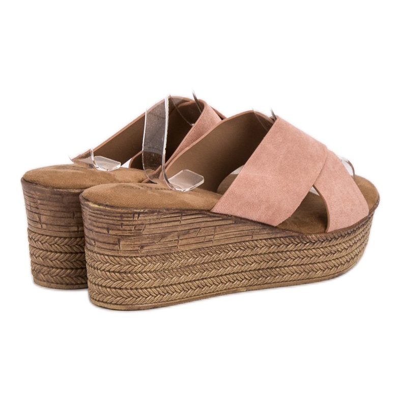 SHELOVET Pantofole con zeppa in polvere rosa 1