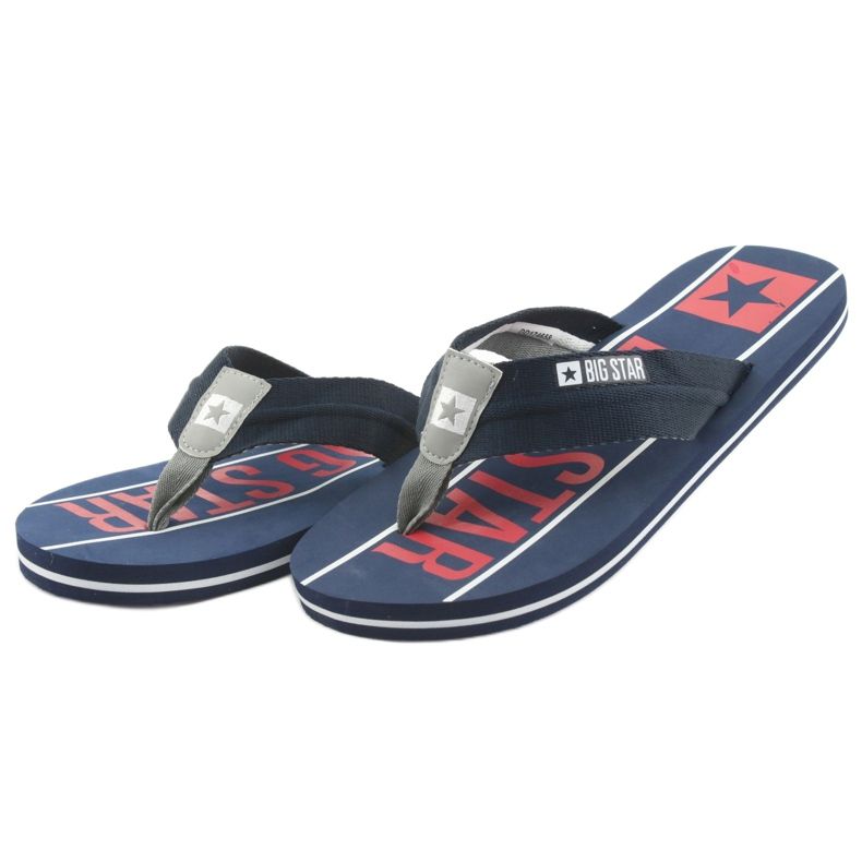 Pantofole da uomo Big Star 174658 blu navy bianca rosso 3