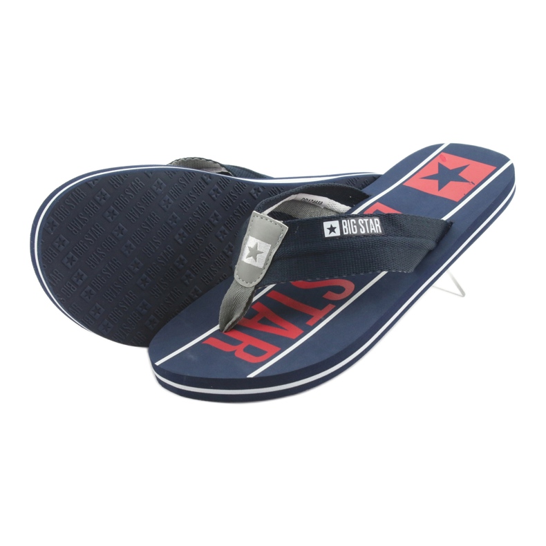 Pantofole da uomo Big Star 174658 blu navy bianco rosso 4