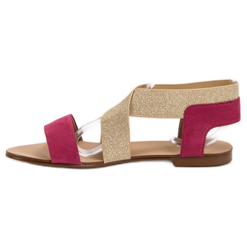 SHELOVET Sandali flat eleganti marrone rosa 2