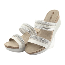 INBLU EN010 ciabatte con zeppa argento bianco grigio 3