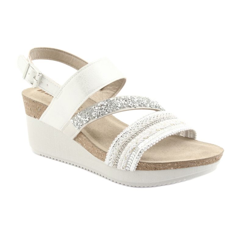 Sandali con zeppa INBLU EN009 argento bianca grigio 1