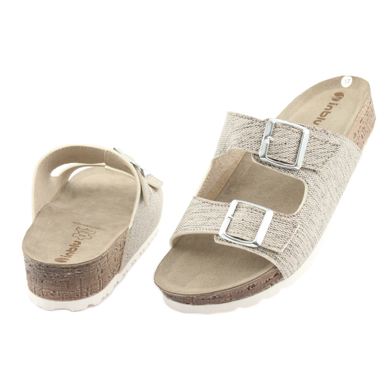 Pantofole donna Inblu NM013 beige con particelle argento marrone grigio 4