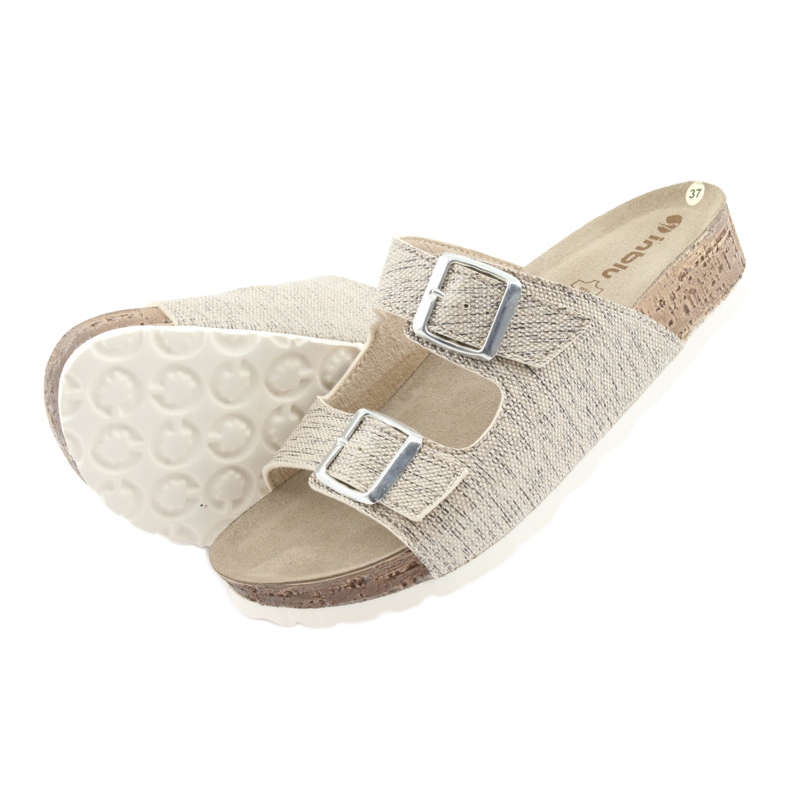 Pantofole donna Inblu NM013 beige con particelle argento marrone grigio 5