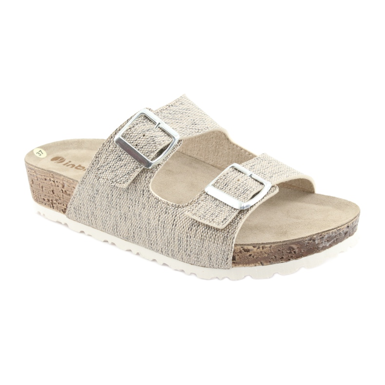 Pantofole donna Inblu NM013 beige con particelle argento marrone grigio 1