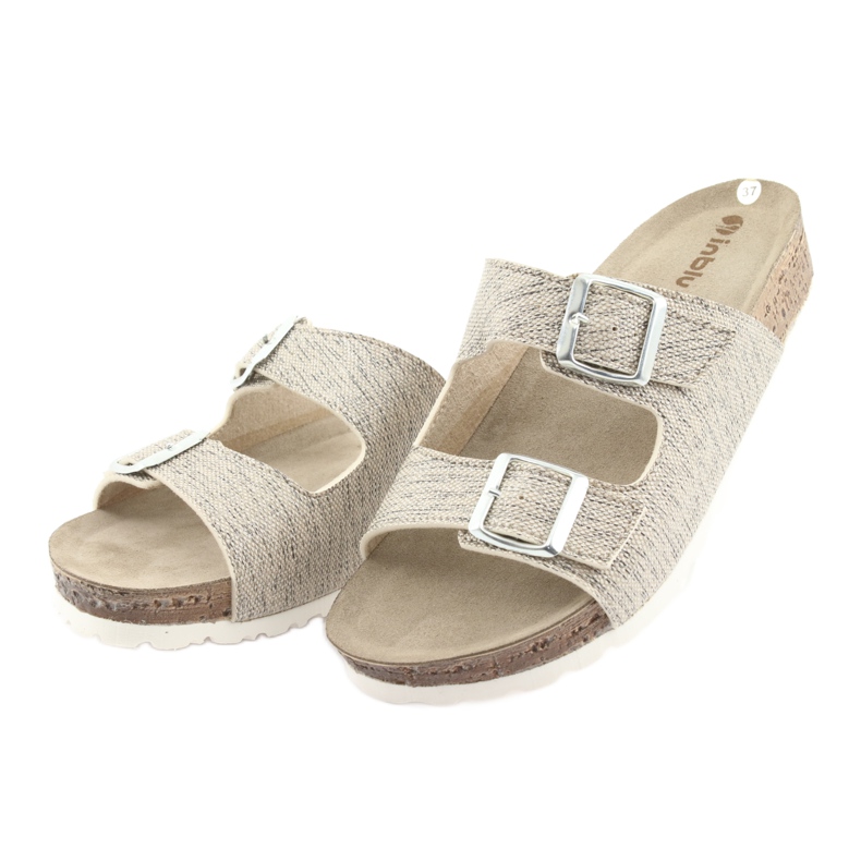 Pantofole donna Inblu NM013 beige con particelle argento marrone grigio 3