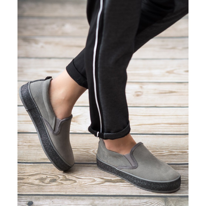 SHELOVET Slipon Con Suola Glitter grigio 2