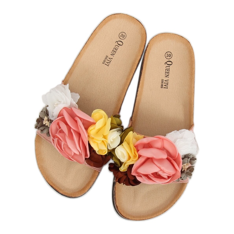 Ciabatte con fiori rosa 218-170 Rosa 1