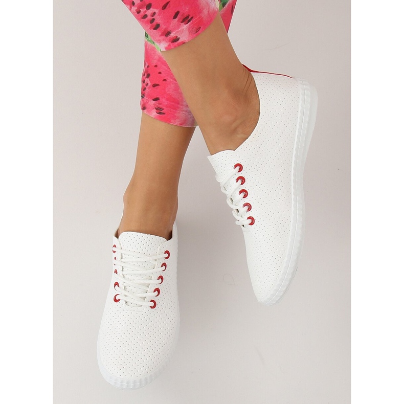 Sneakers donna bianche e rosse B111-17 WHITE/RED bianco 1