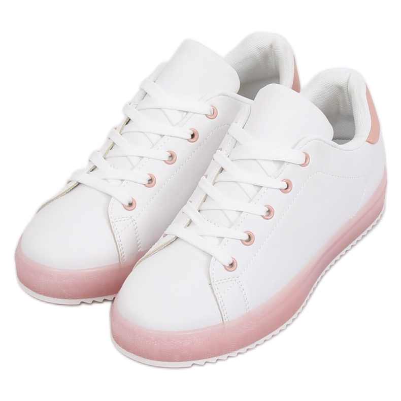 Sneakers da donna bianche e rosa 9118 Pink bianco 2