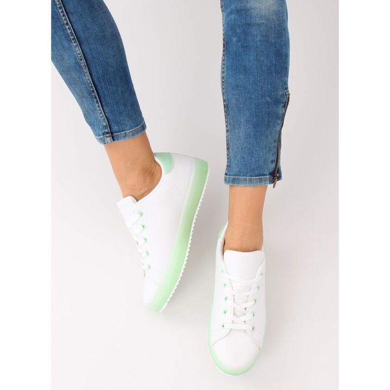Sneakers da donna bianche e verdi 9118 Green bianca verde 2