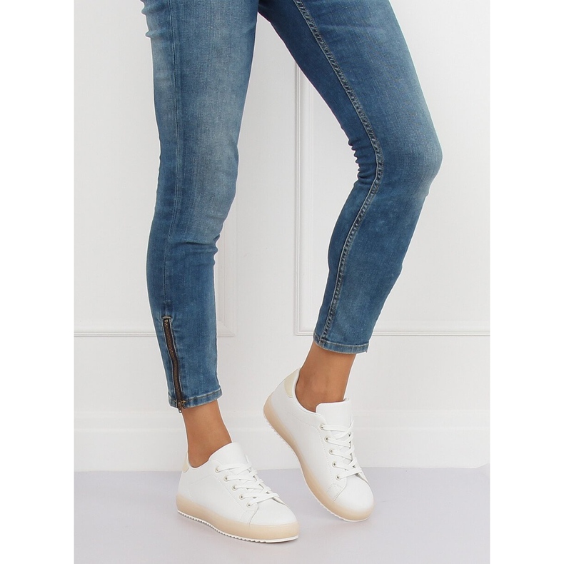 Sneakers da donna bianche e beige 9118 Beige bianca marrone 1