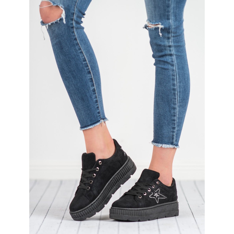 SHELOVET Creeper in pelle scamosciata nero 1