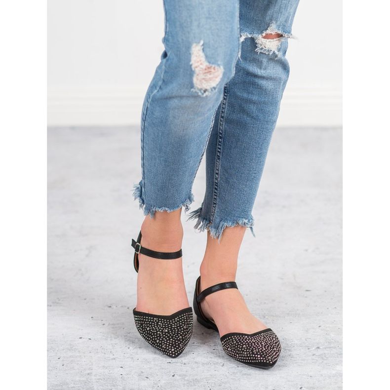 Primavera Ballerine Fissate Con Cubic Zirconia nero 1