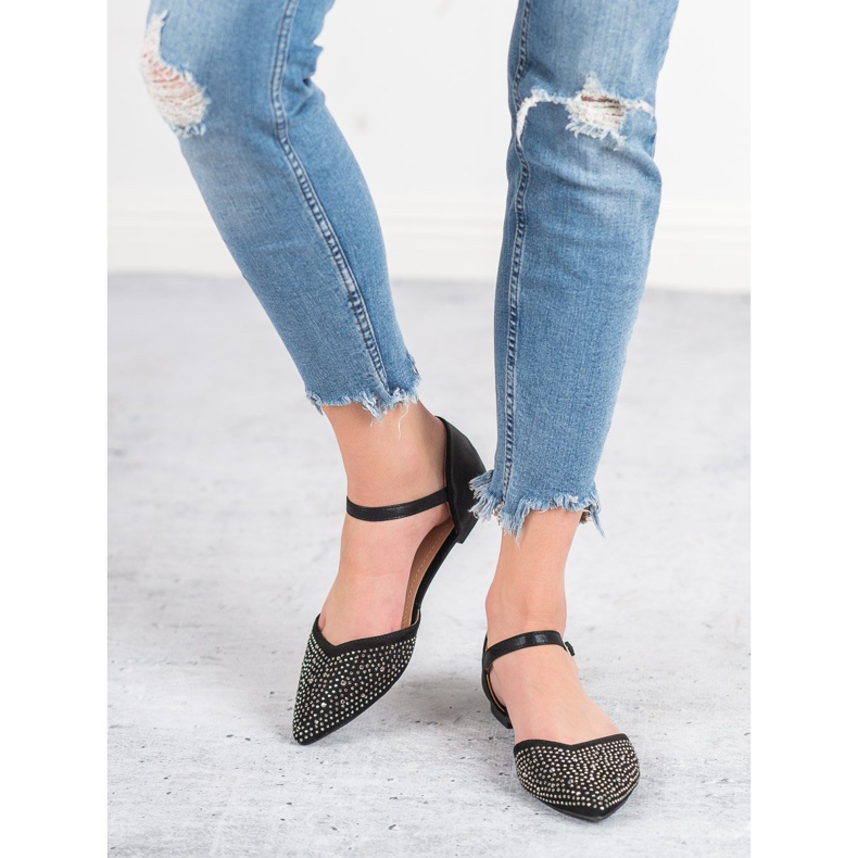 Primavera Ballerine Fissate Con Cubic Zirconia nero 2