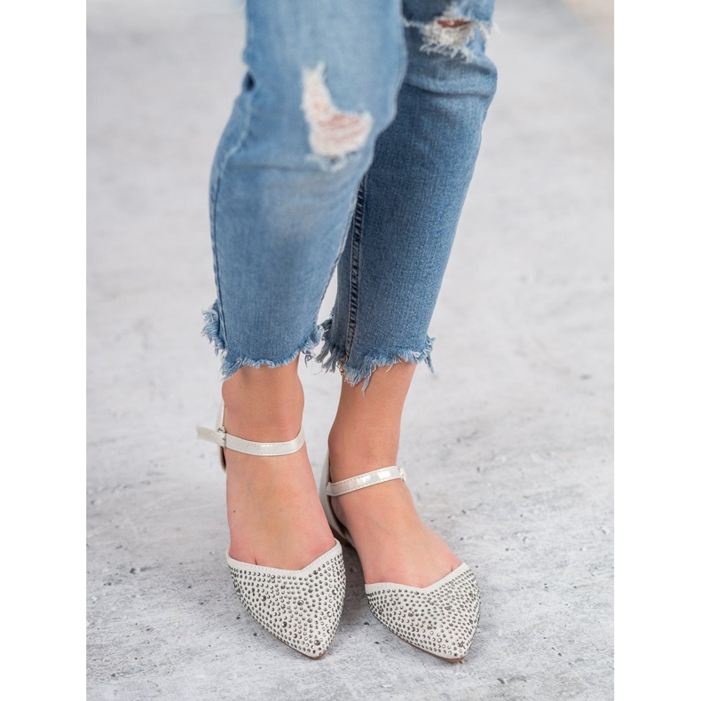 Primavera Ballerine Fissate Con Cubic Zirconia grigio 2