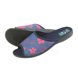 Pantofole da donna con fiori Adanex blu navy rosa 4