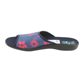 Pantofole da donna con fiori Adanex blu navy rosa 2