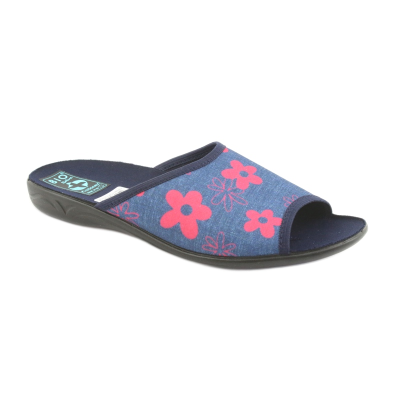 Pantofole da donna con fiori Adanex blu navy rosa 1
