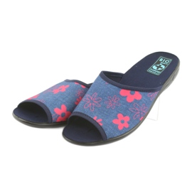 Pantofole da donna con fiori Adanex blu navy rosa 3