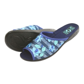 Pantofole da donna con fiori Adanex 23863 blu navy blu verde 4