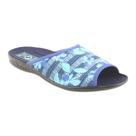 Pantofole da donna con fiori Adanex 23863 blu navy blu verde 1
