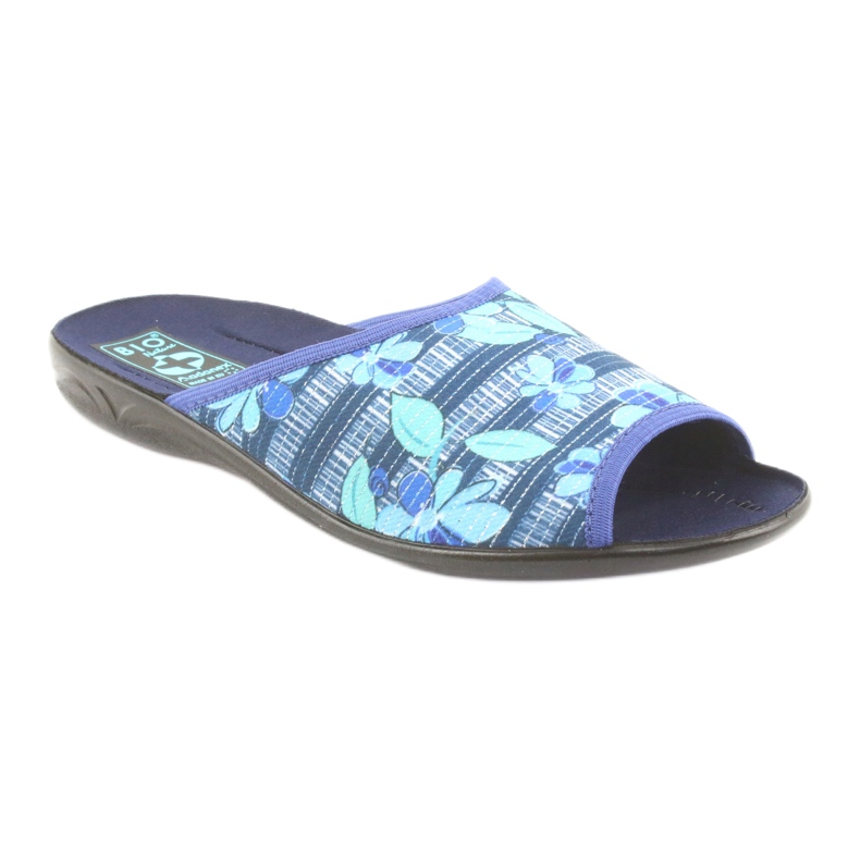 Pantofole da donna con fiori Adanex 23863 blu navy blu verde 1