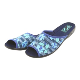 Pantofole da donna con fiori Adanex 23863 blu navy blu verde 3