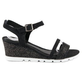 Ideal Shoes Sandali con zeppa neri nero 1