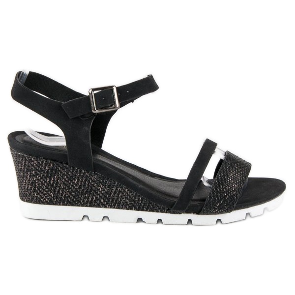 Ideal Shoes Sandali con zeppa neri nero 1