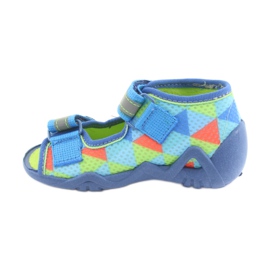 Pantofole Befado 250P059 blu, verdi arancia verde 2
