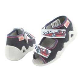 Slifori per bambini di Befado 250p084 blu navy/rosso con un'auto grigio 4