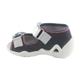 Slifori per bambini di Befado 250p084 blu navy/rosso con un'auto grigio 2