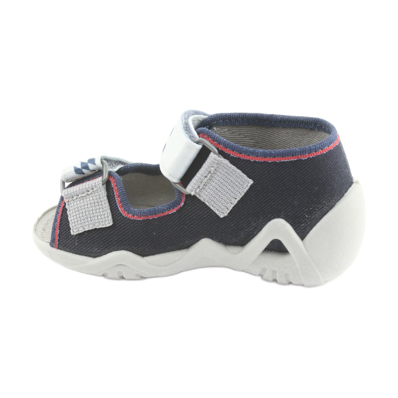 Slifori per bambini di Befado 250p084 blu navy/rosso con un'auto grigio 2
