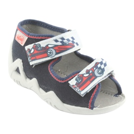 Slifori per bambini di Befado 250p084 blu navy/rosso con un'auto grigio 1