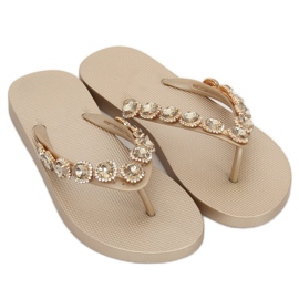 Eleganti infradito con pietre dorate JH69 Gold d'oro 1