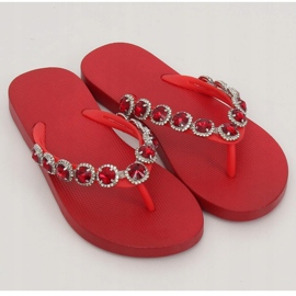 Eleganti infradito con pietre rosse JH69 rosso 1