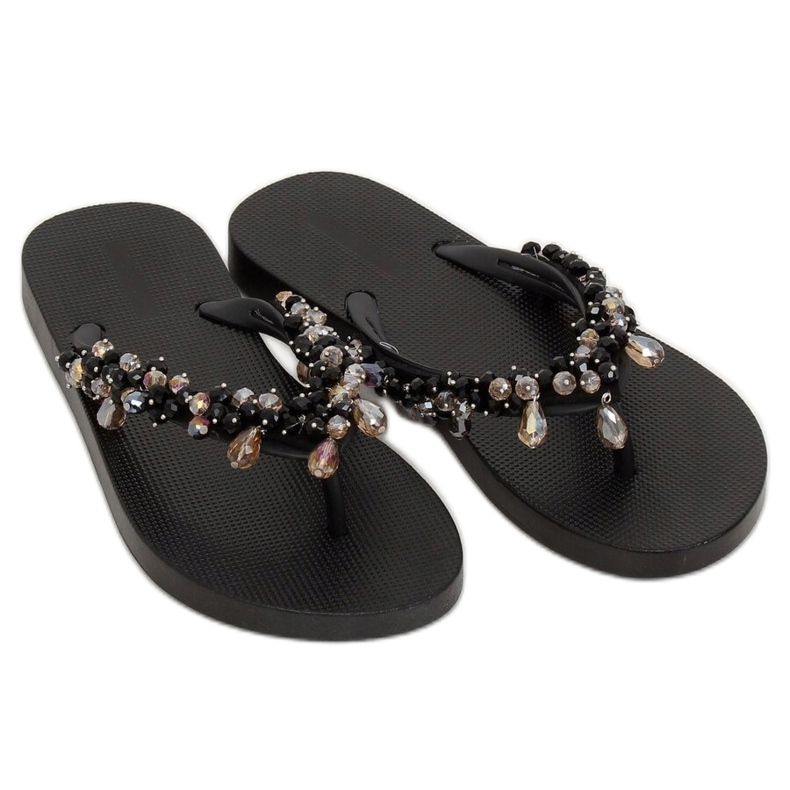 Black JH68 Infradito nere con perline nero 2