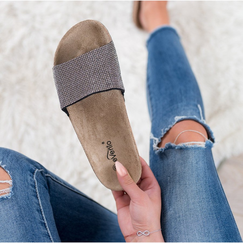 Evento Pantofole Con Cristalli grigio 1