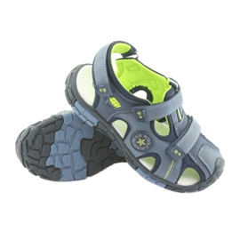 American Club Sandali da bambino con inserto in pelle americana DR02 blu navy blu verde 3